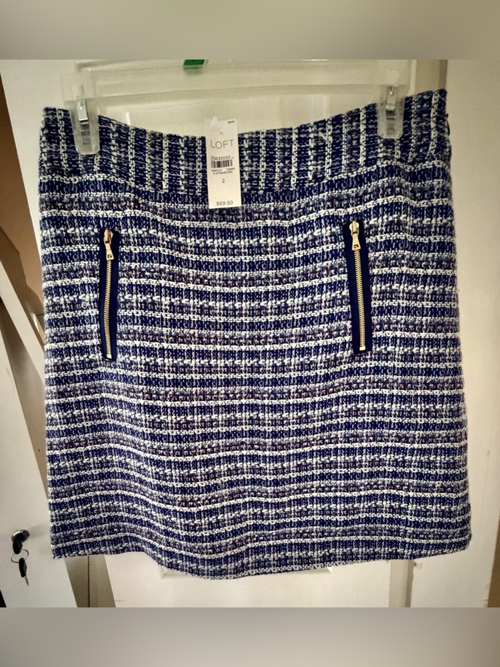 Loft Tweed mini skirt, navy, black, white, size 2, NWT - Picture 10 of 10